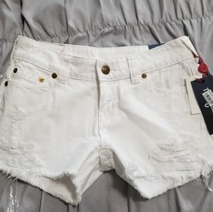 True Religion Keira Ripped Cutoff Shorts